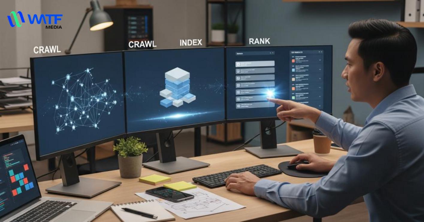 Seo hoạt động như thế nào: crawl → index → rank