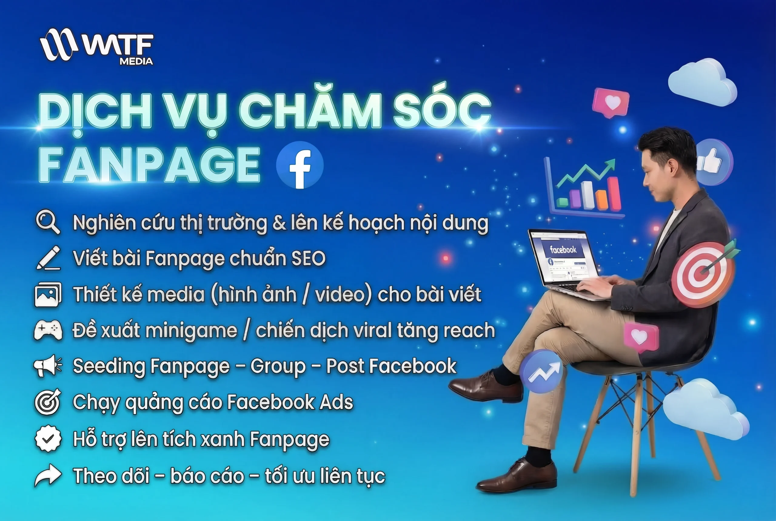 WATF MEDIA tạo ra những nội dung sáng tạo trên Fanpage, giúp doanh nghiệp tương tác hiệu quả với khách hàng