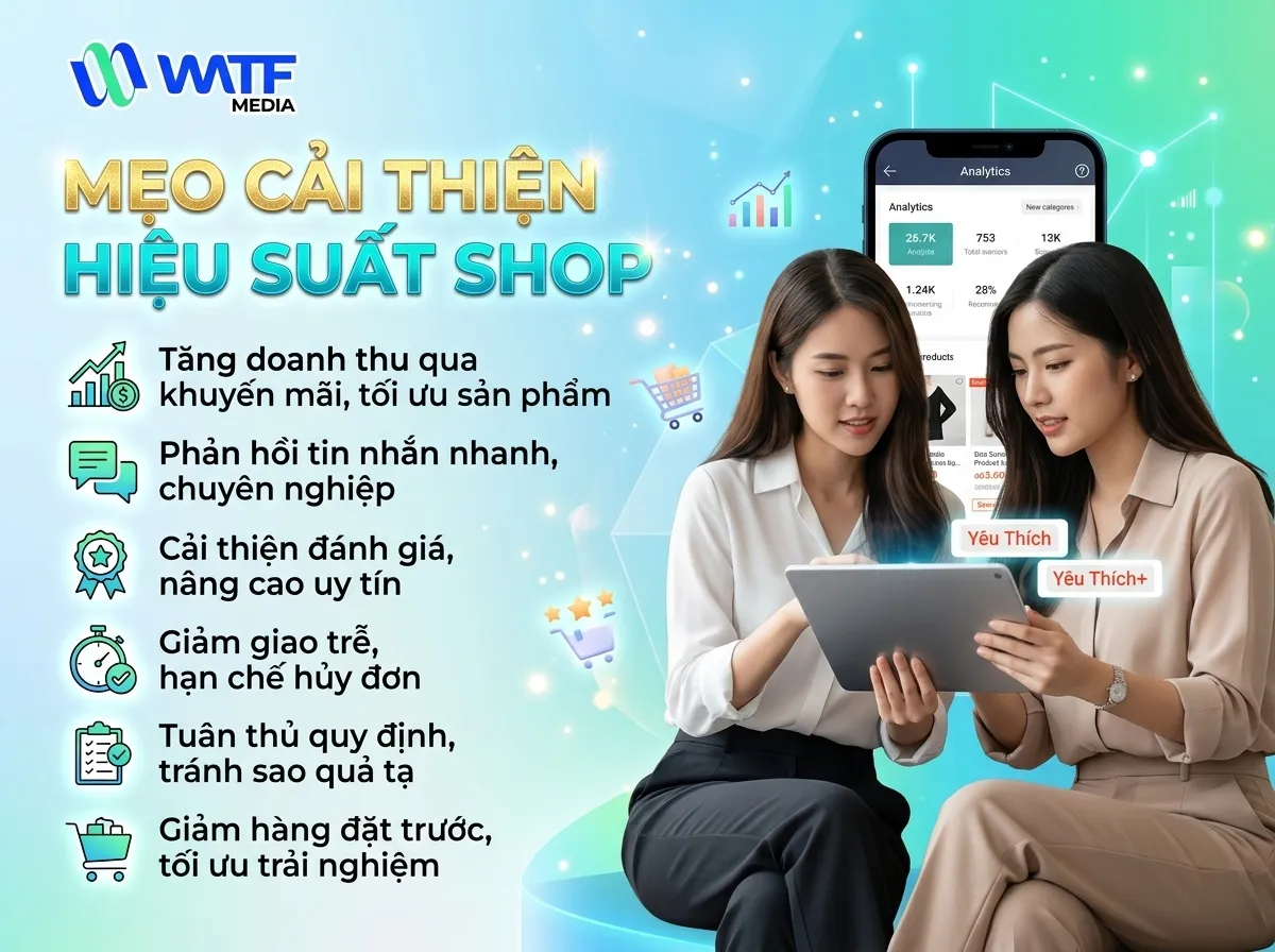 Cần cải thiện hiệu suất Shop bằng tăng trưởng doanh thu, cải thiện phản hồi, giảm giao trễ và nâng cao đánh giá khách hàng