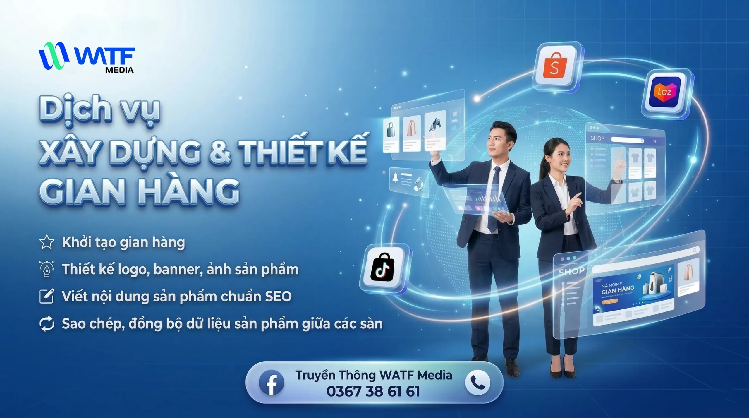 WATF MEDIA thiết kế gian hàng tối ưu hiển thị và trải nghiệm mua sắm WATF MEDIA thiết kế gian hàng tối ưu hiển thị và trải nghiệm mua sắm