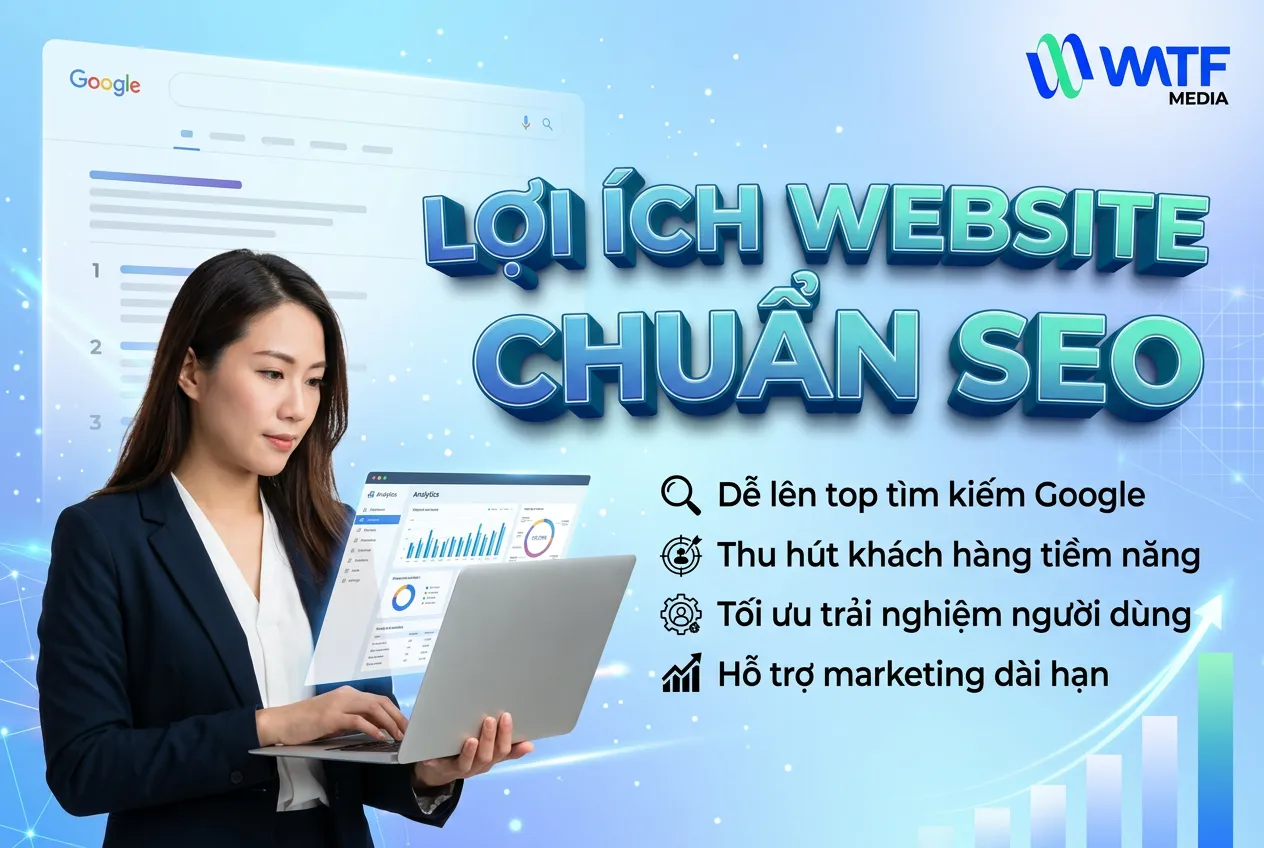 Website chuẩn SEO giúp tăng hiển thị trên Google, cải thiện trải nghiệm người dùng và hỗ trợ chuyển đổi khách hàng hiệu quả
