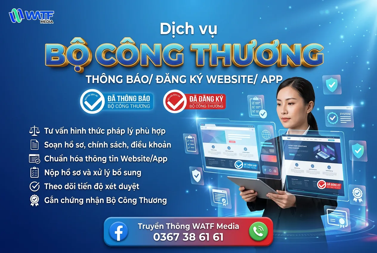Dịch vụ Thông báo/ Đăng ký website/ app với Bộ Công Thương giúp website hoạt động minh bạch và chuyên nghiệp