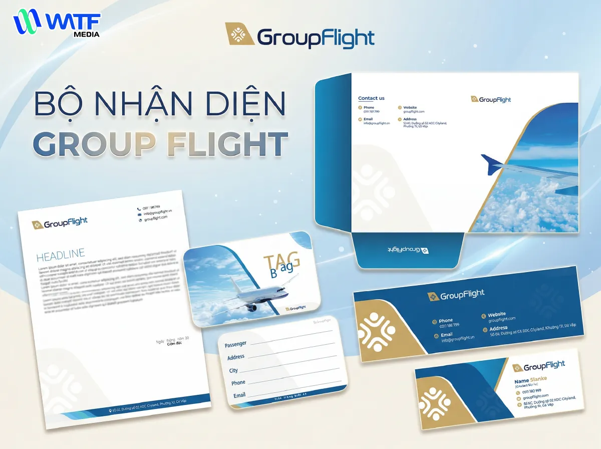 WATF MEDIA xây dựng bộ nhận diện thương hiệu đồng bộ cho Groupflight WATF MEDIA xây dựng bộ nhận diện thương hiệu đồng bộ cho Groupflight
