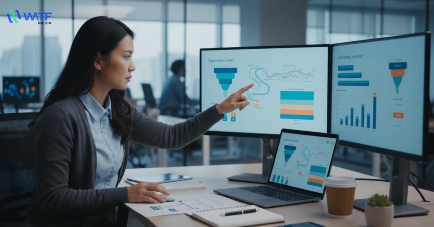 Trong GA4, tập trung vào những báo cáo phù hợp giúp hiểu luồng người dùng, đo lường sự kiện và đánh giá hiệu quả kênh