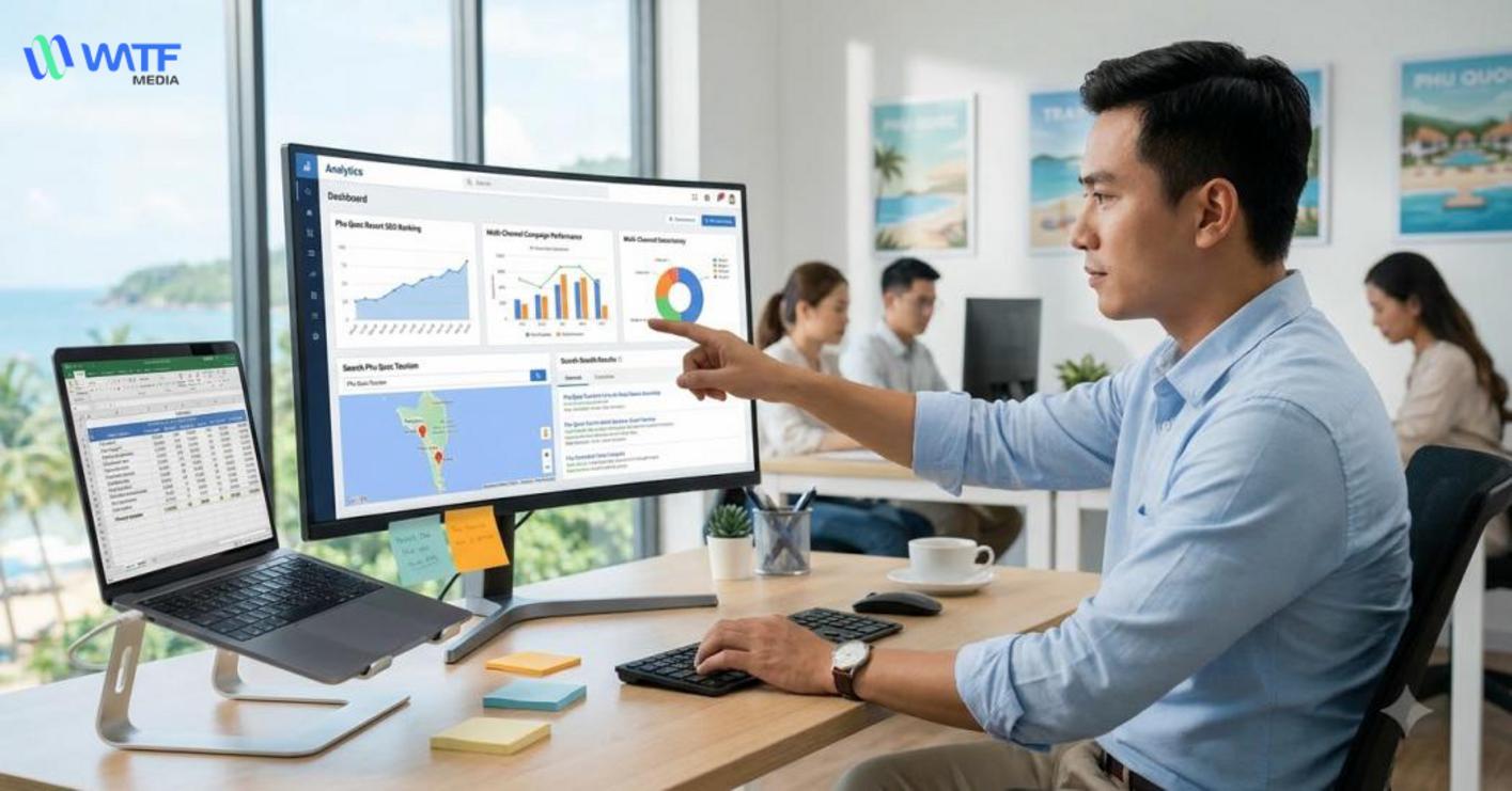 Dịch vụ marketing thuê ngoài tại Phú Quốc bao gồm chuỗi công việc liên kết chặt chẽ từ tìm kiếm, tiếp cận đến chuyển đổi