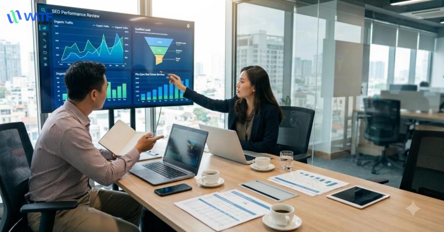 SEO BĐS Phú Quốc cần đo lường cả traffic, thứ hạng và lead thực tế SEO BĐS Phú Quốc cần đo lường cả traffic, thứ hạng và lead thực tế